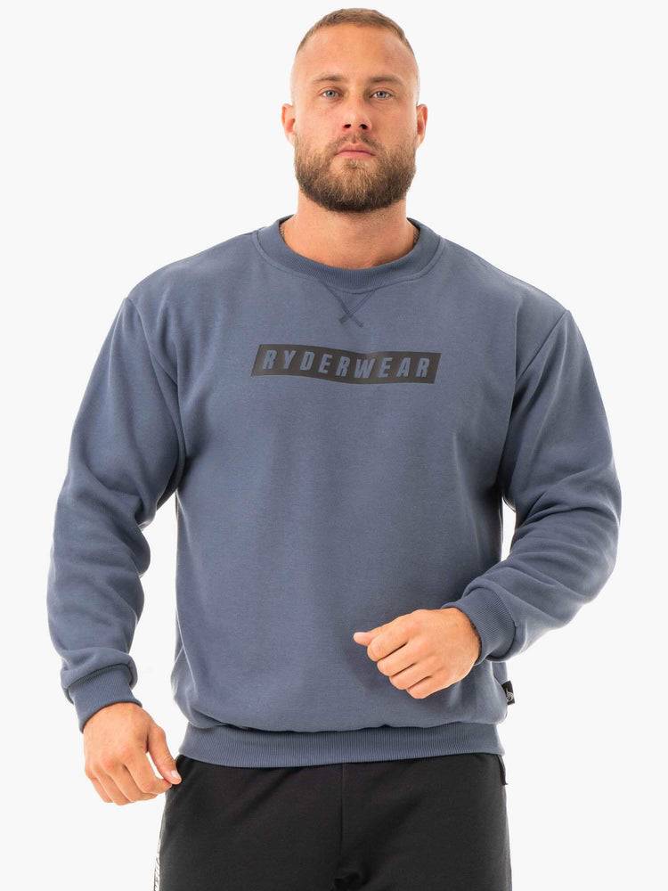 Ryderwear Men Sweaters Force Pullover Men\'s Sweaters Steel Blue | CA2826NB