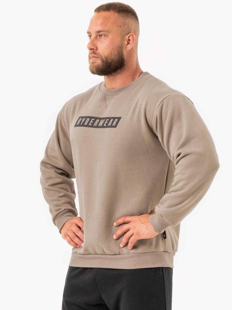 Ryderwear Men Sweaters Force Pullover Men's Sweaters Tan | CA2827BC