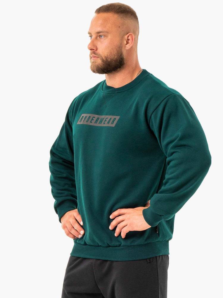 Ryderwear Men Sweaters Force Pullover Men's Sweaters Forest Green | CA2828VD