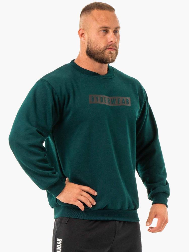 Ryderwear Men Sweaters Force Pullover Men's Sweaters Forest Green | CA2828VD