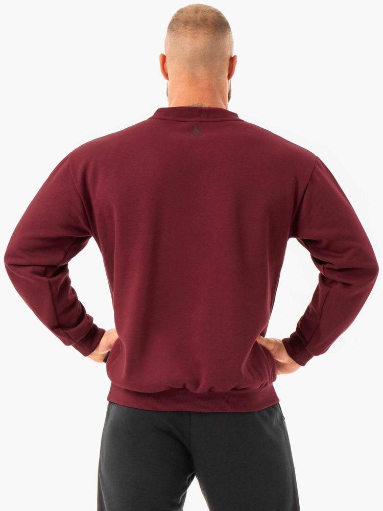 Ryderwear Men Sweaters Force Pullover Men's Sweaters Burgundy | CA2829CE