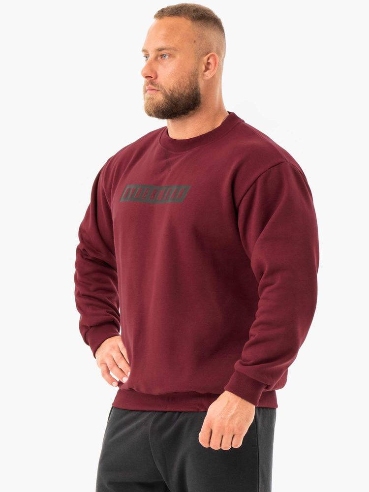 Ryderwear Men Sweaters Force Pullover Men's Sweaters Burgundy | CA2829CE