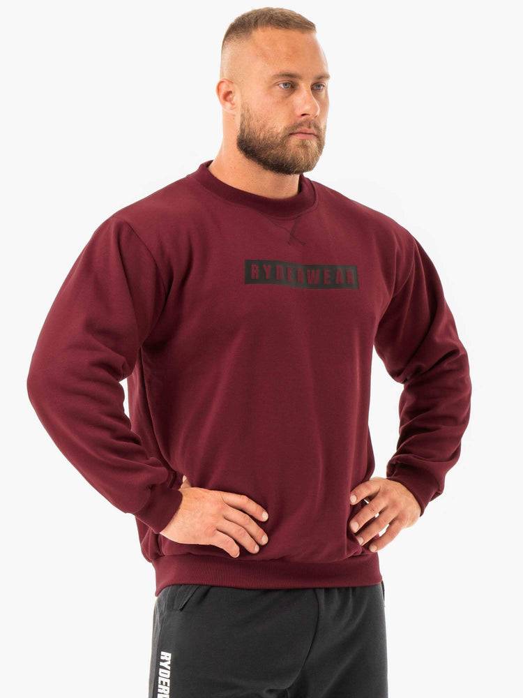 Ryderwear Men Sweaters Force Pullover Men's Sweaters Burgundy | CA2829CE