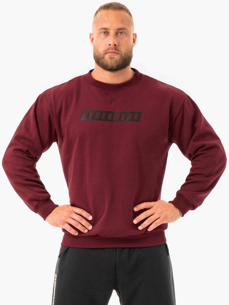 Ryderwear Men Sweaters Force Pullover Men\'s Sweaters Burgundy | CA2829CE