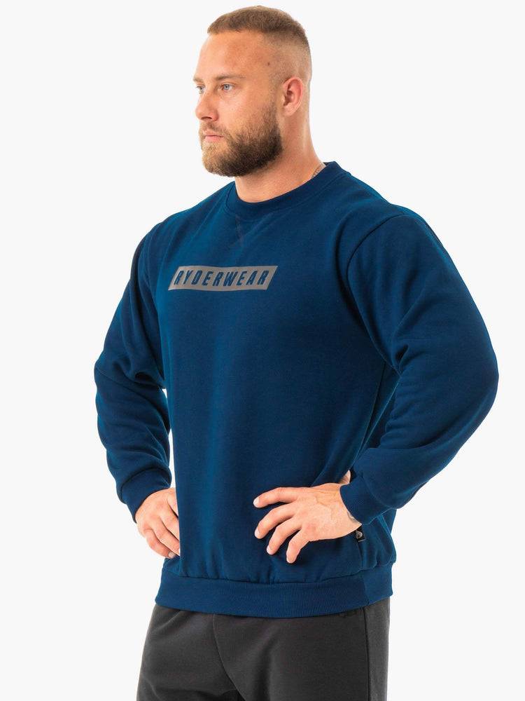 Ryderwear Men Sweaters Force Pullover Men's Sweaters Navy | CA2830XF