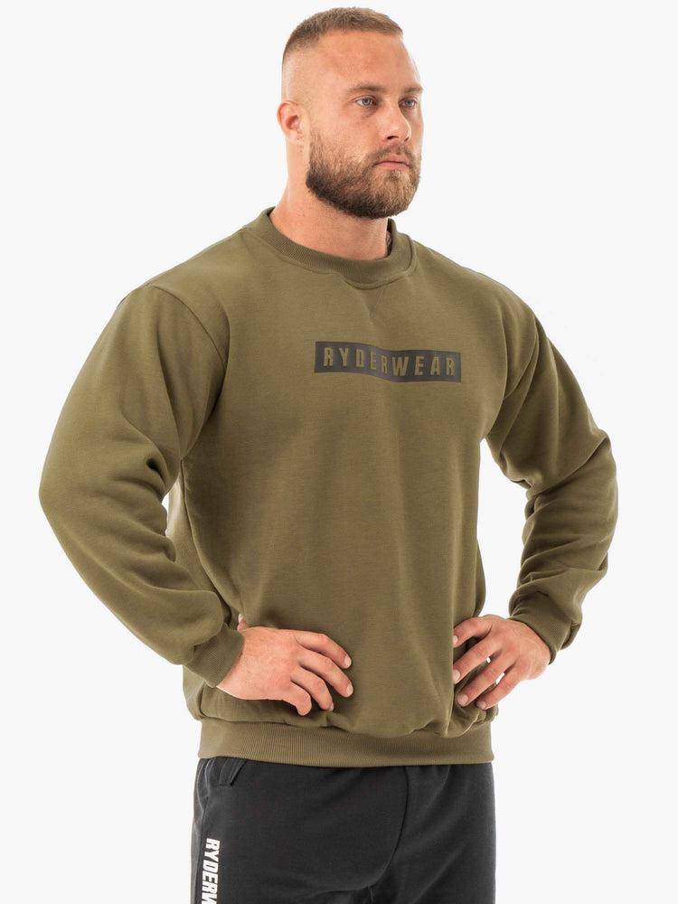 Ryderwear Men Sweaters Force Pullover Men's Sweaters Khaki | CA2831ZG