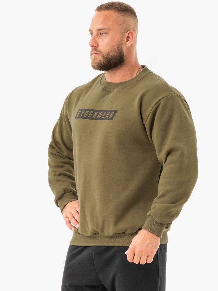 Ryderwear Men Sweaters Force Pullover Men's Sweaters Khaki | CA2831ZG