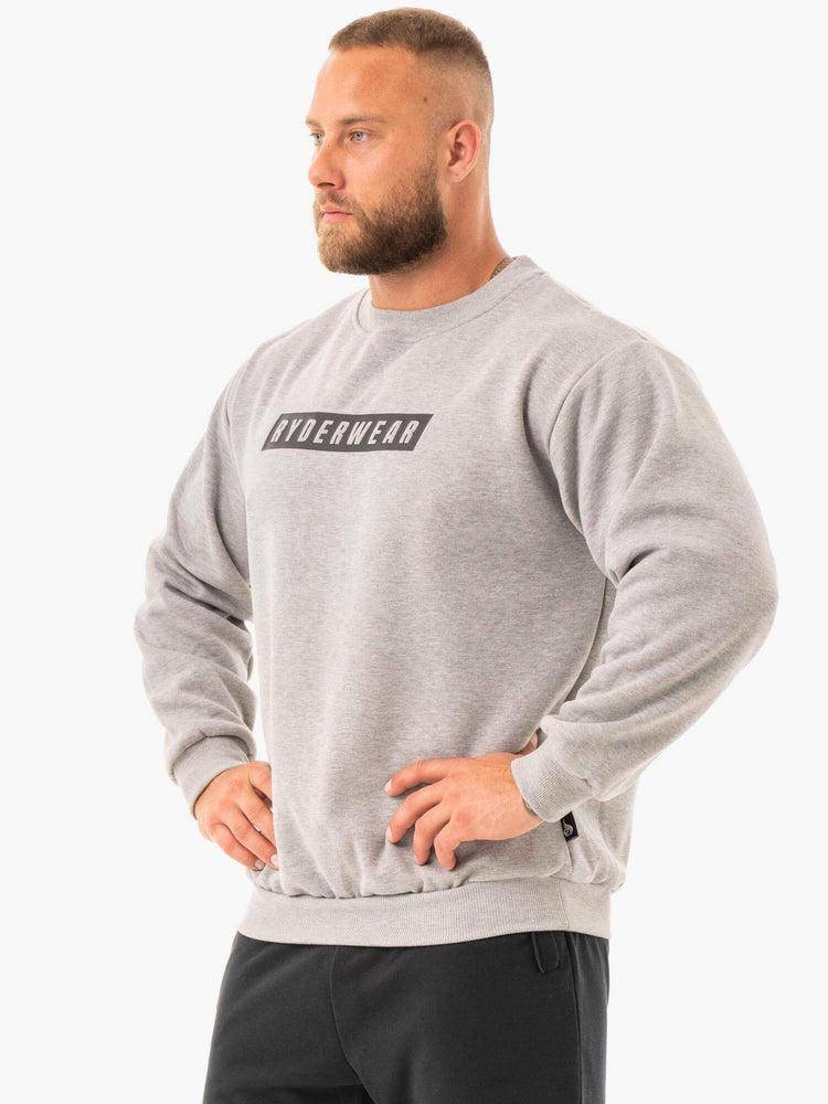 Ryderwear Men Sweaters Force Pullover Men's Sweaters Grey Marl | CA2833KI