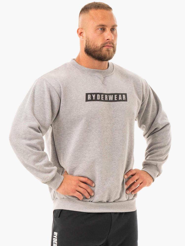 Ryderwear Men Sweaters Force Pullover Men's Sweaters Grey Marl | CA2833KI