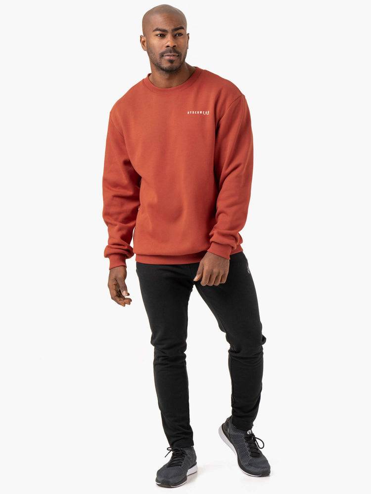 Ryderwear Men Sweaters Pursuit Pullover Men's Sweaters Red Clay | CA2823WY