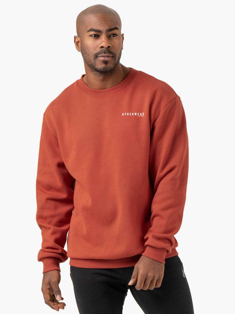 Ryderwear Men Sweaters Pursuit Pullover Men\'s Sweaters Red Clay | CA2823WY