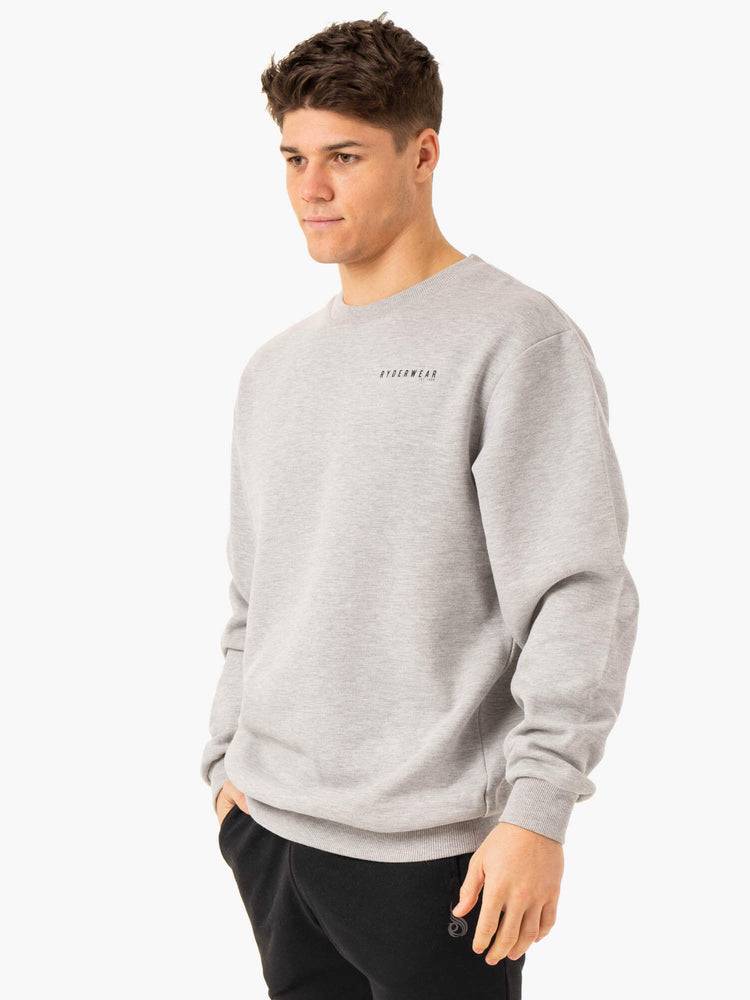 Ryderwear Men Sweaters Pursuit Pullover Men's Sweaters Light Grey Marl | CA2824QZ