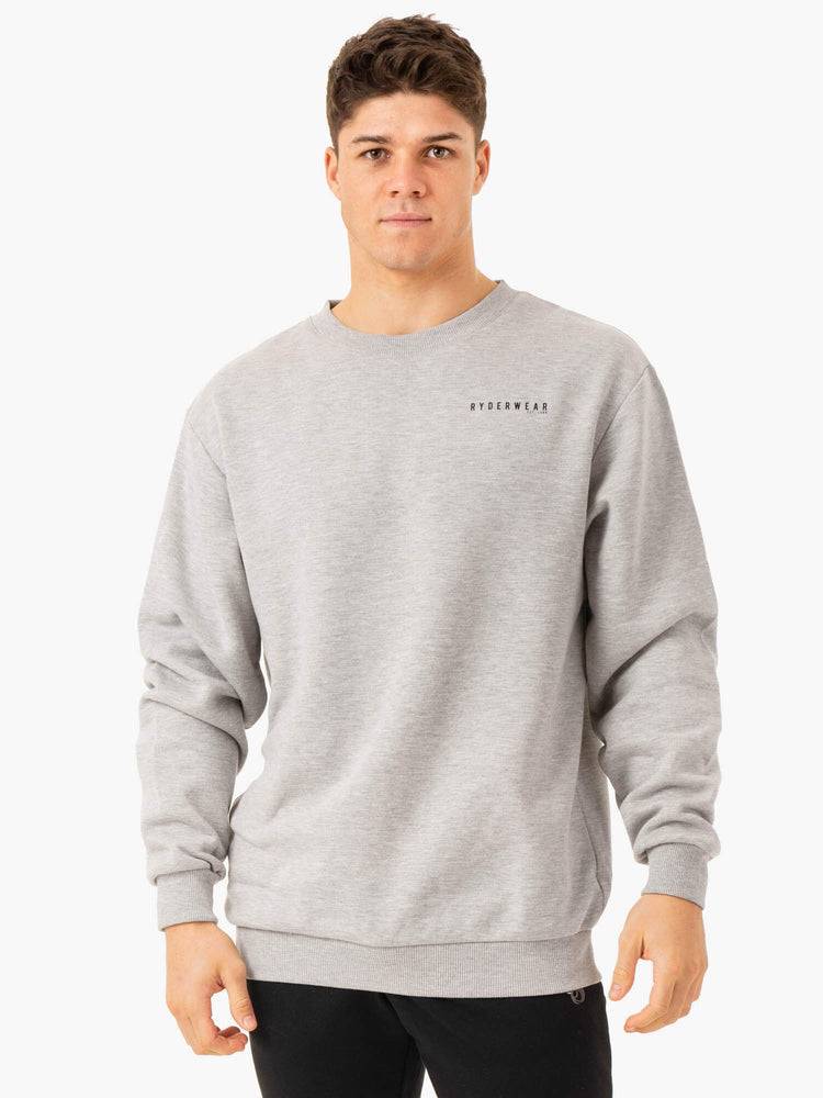 Ryderwear Men Sweaters Pursuit Pullover Men's Sweaters Light Grey Marl | CA2824QZ