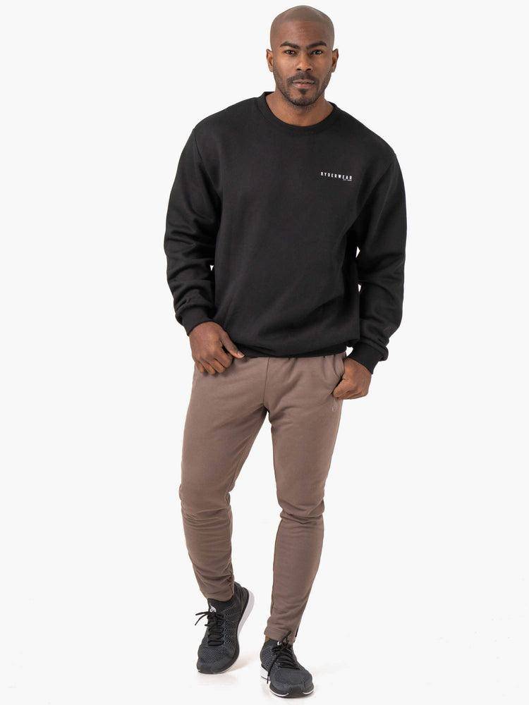 Ryderwear Men Sweaters Pursuit Pullover Men's Sweaters Black | CA2825MA