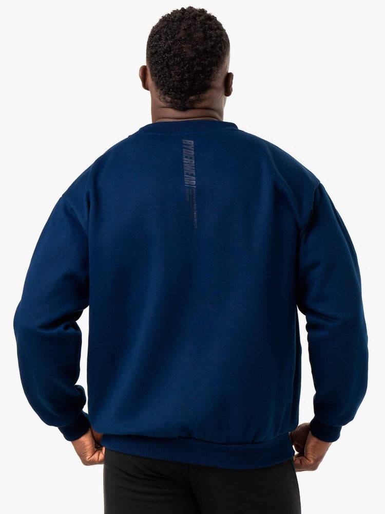 Ryderwear Men Sweaters Reset Fleece Crew Neck Men's Sweaters Blue | CA2817IS