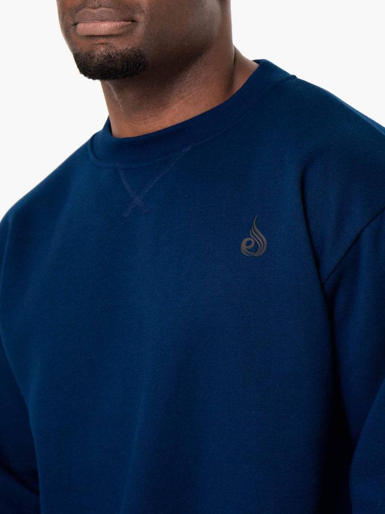 Ryderwear Men Sweaters Reset Fleece Crew Neck Men's Sweaters Blue | CA2817IS