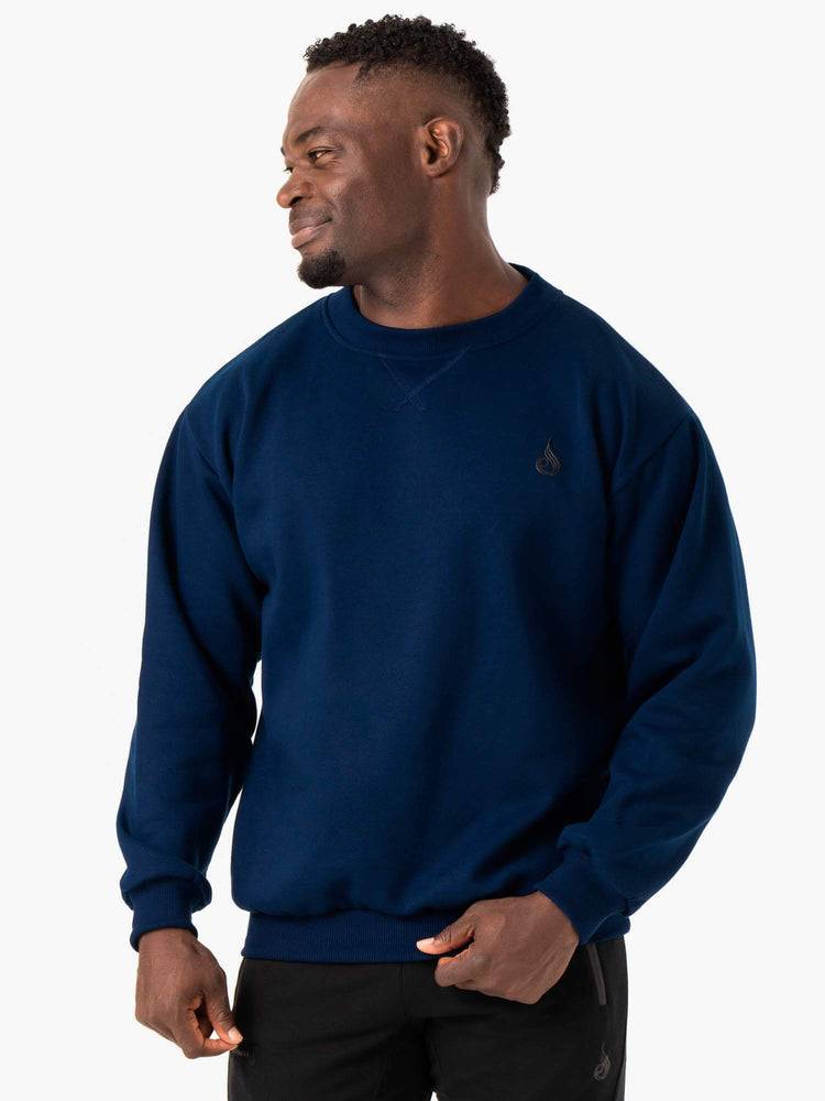 Ryderwear Men Sweaters Reset Fleece Crew Neck Men's Sweaters Blue | CA2817IS