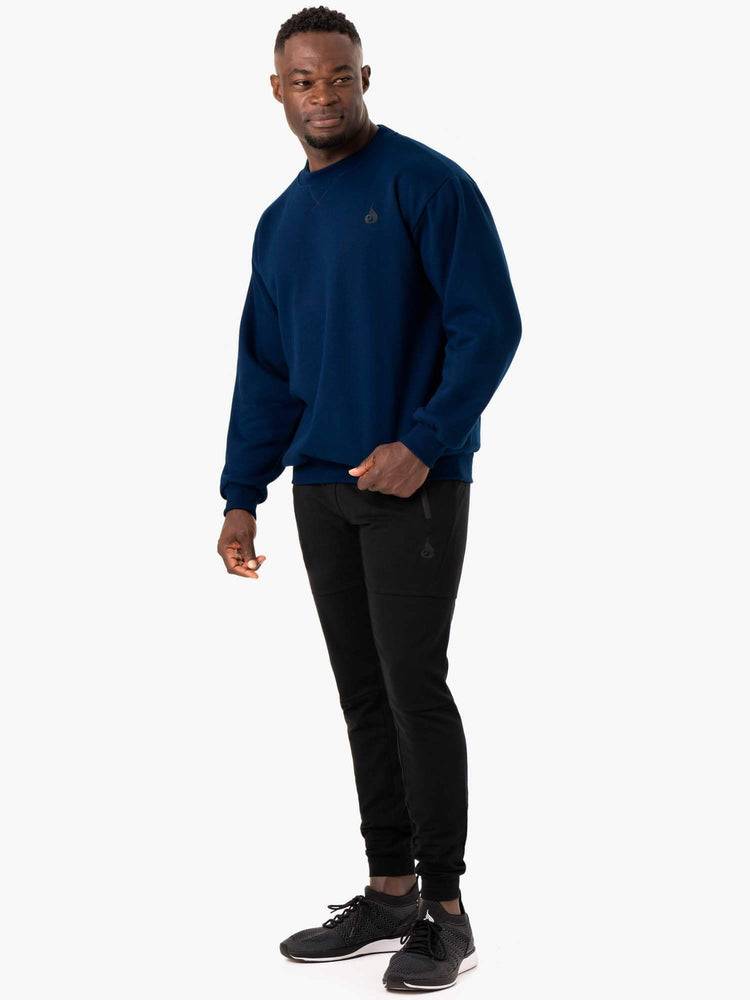 Ryderwear Men Sweaters Reset Fleece Crew Neck Men's Sweaters Blue | CA2817IS