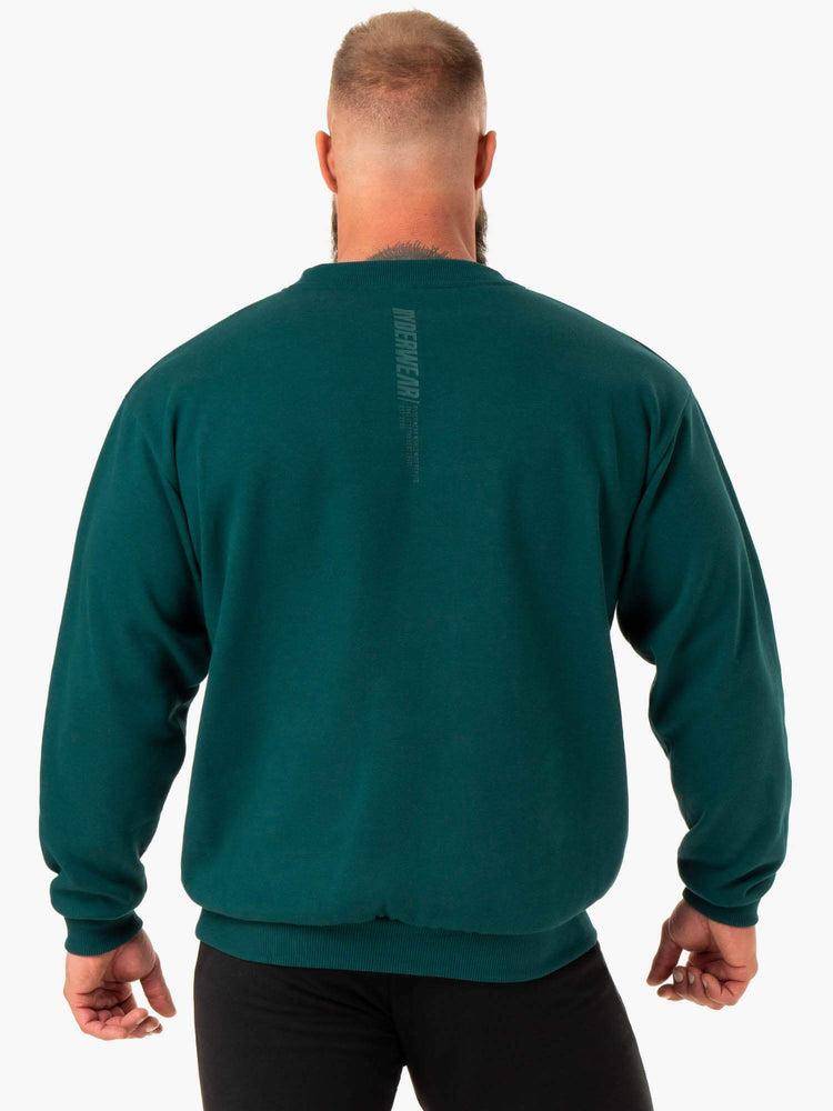 Ryderwear Men Sweaters Reset Fleece Crew Neck Men's Sweaters Emerald | CA2818UT