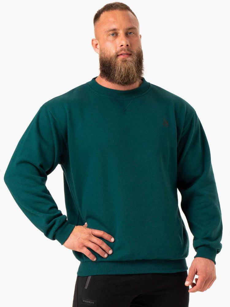 Ryderwear Men Sweaters Reset Fleece Crew Neck Men's Sweaters Emerald | CA2818UT