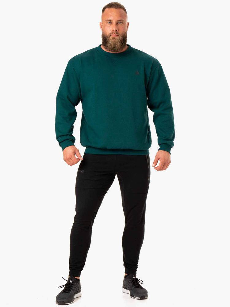 Ryderwear Men Sweaters Reset Fleece Crew Neck Men's Sweaters Emerald | CA2818UT