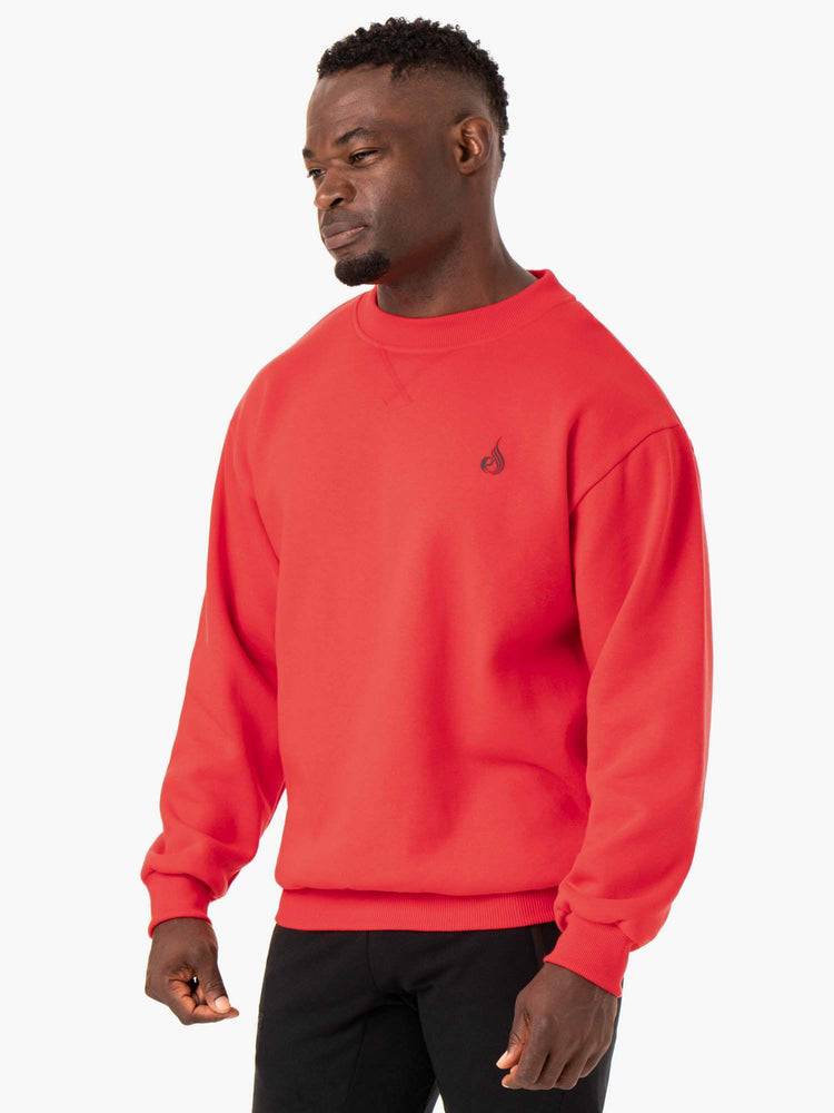 Ryderwear Men Sweaters Reset Fleece Crew Neck Men's Sweaters Red | CA2819YU