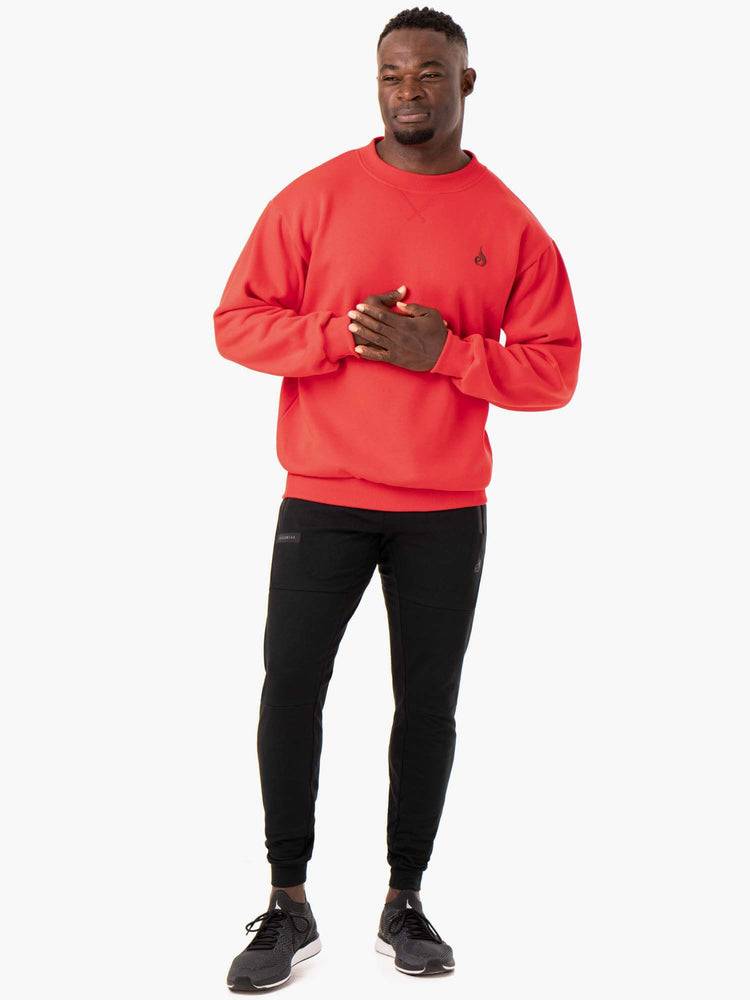 Ryderwear Men Sweaters Reset Fleece Crew Neck Men's Sweaters Red | CA2819YU