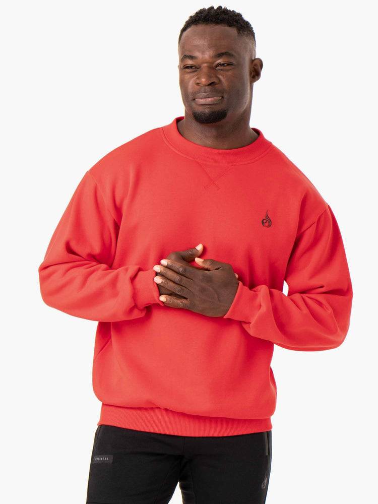 Ryderwear Men Sweaters Reset Fleece Crew Neck Men\'s Sweaters Red | CA2819YU