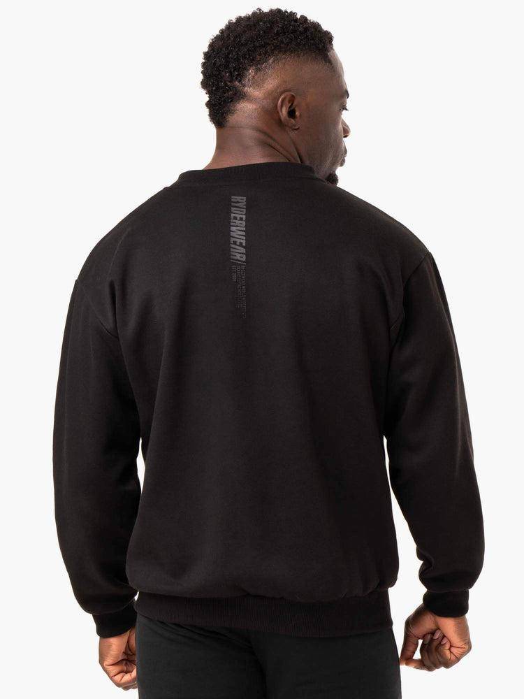 Ryderwear Men Sweaters Reset Fleece Crew Neck Men's Sweaters Black | CA2821RW