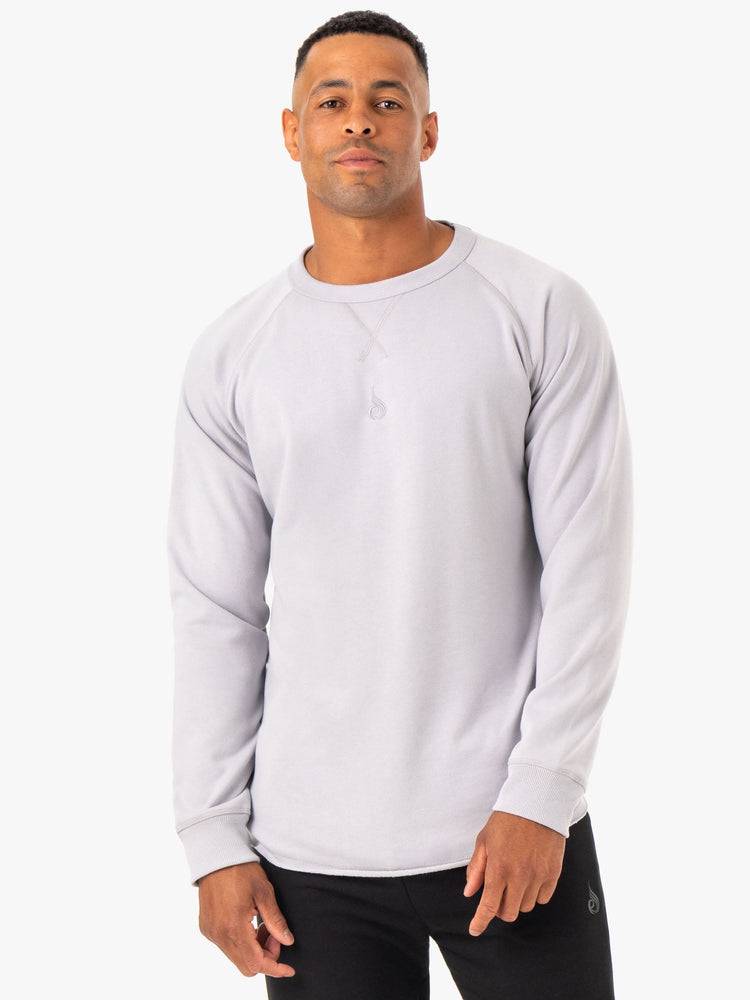 Ryderwear Men Sweaters Restore Crew Neck Men's Sweaters Snow Grey | CA2815PQ