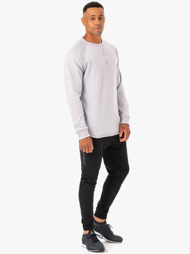 Ryderwear Men Sweaters Restore Crew Neck Men's Sweaters Snow Grey | CA2815PQ