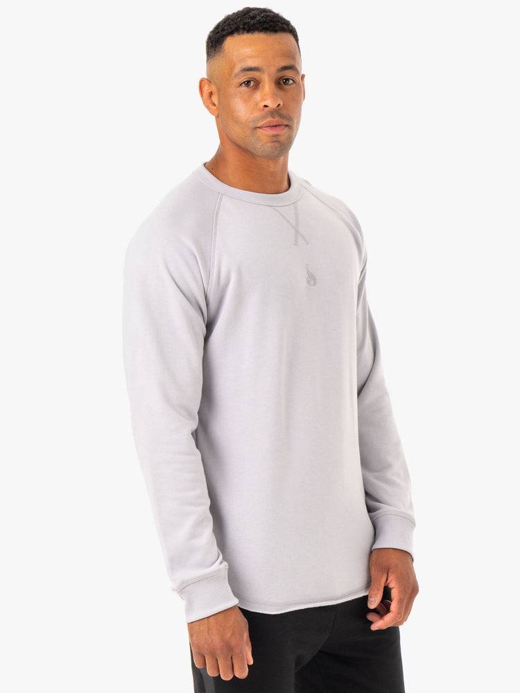 Ryderwear Men Sweaters Restore Crew Neck Men\'s Sweaters Snow Grey | CA2815PQ