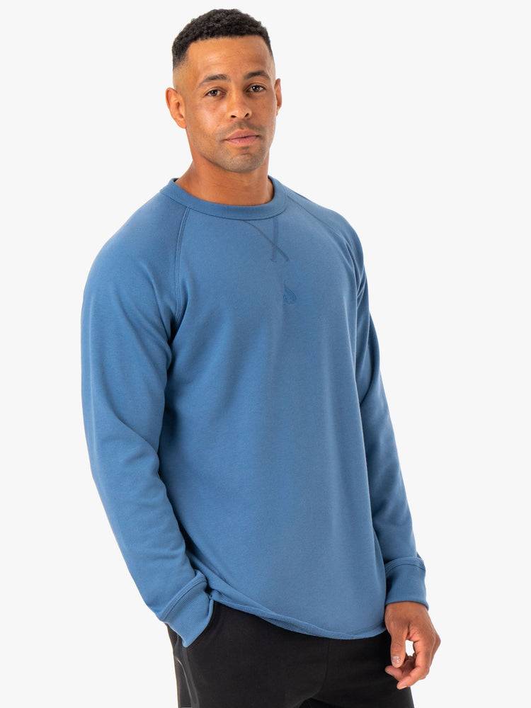 Ryderwear Men Sweaters Restore Crew Neck Men's Sweaters Blue | CA2816OR