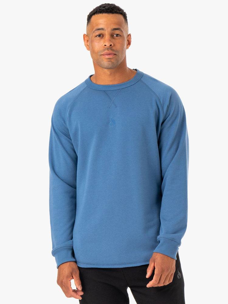 Ryderwear Men Sweaters Restore Crew Neck Men's Sweaters Blue | CA2816OR