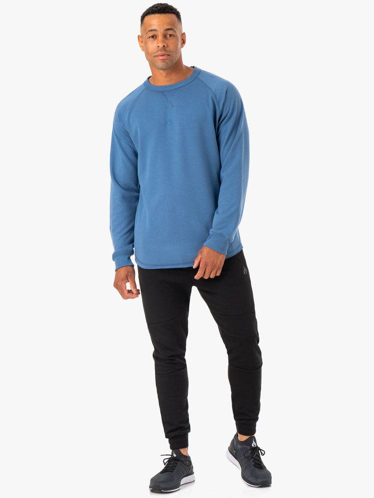 Ryderwear Men Sweaters Restore Crew Neck Men's Sweaters Blue | CA2816OR