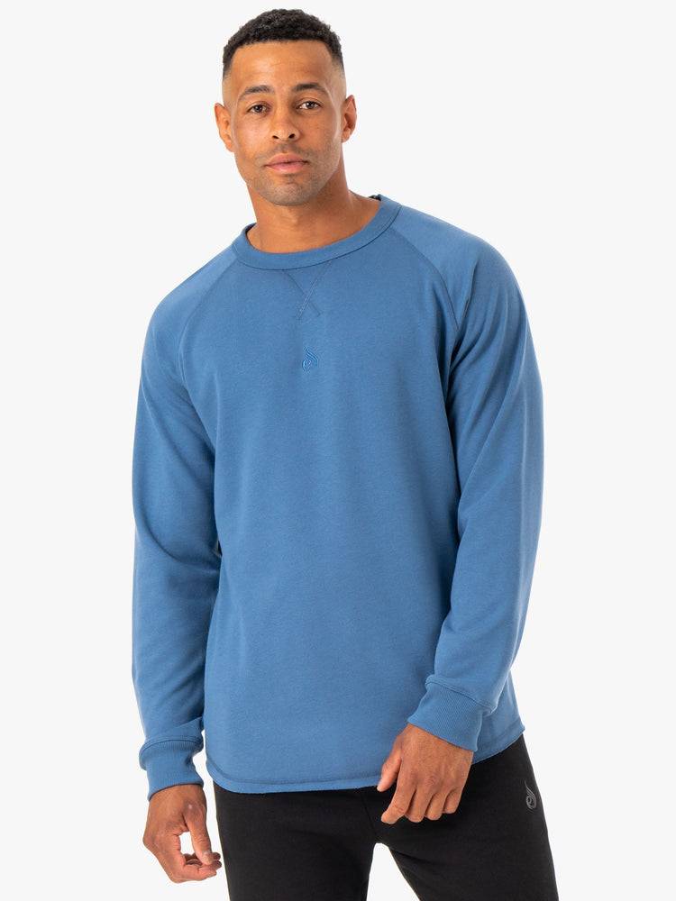 Ryderwear Men Sweaters Restore Crew Neck Men\'s Sweaters Blue | CA2816OR