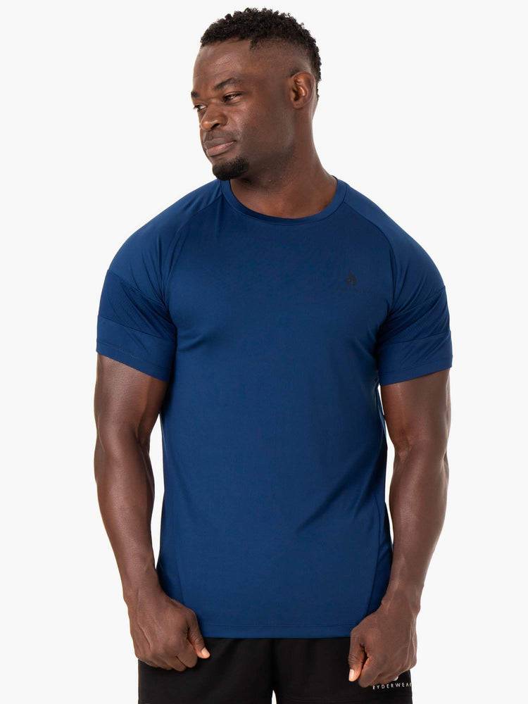 Ryderwear Men T Shirts Action Mesh Men's T Shirts Blue | CA2962TV