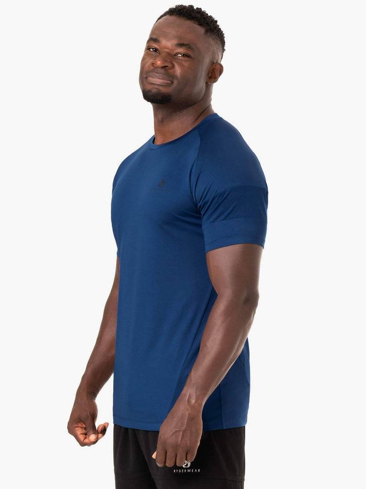 Ryderwear Men T Shirts Action Mesh Men\'s T Shirts Blue | CA2962TV