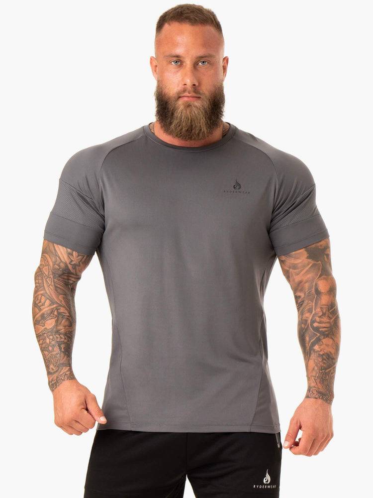 Ryderwear Men T Shirts Action Mesh Men's T Shirts Charcoal | CA2965WY