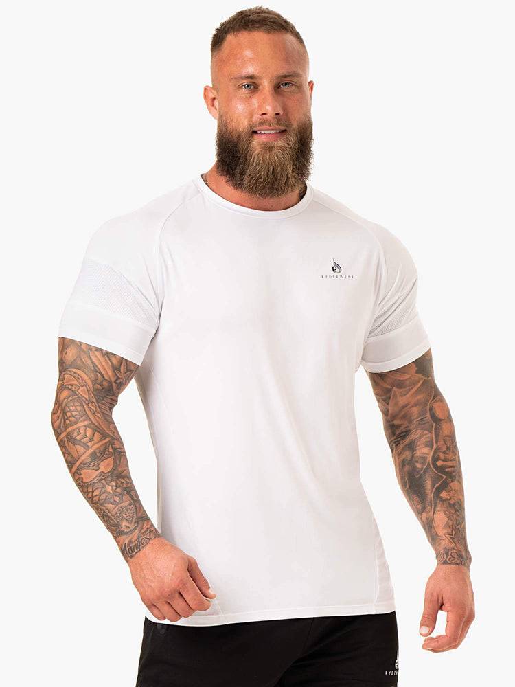 Ryderwear Men T Shirts Action Mesh Men's T Shirts White | CA2966QZ