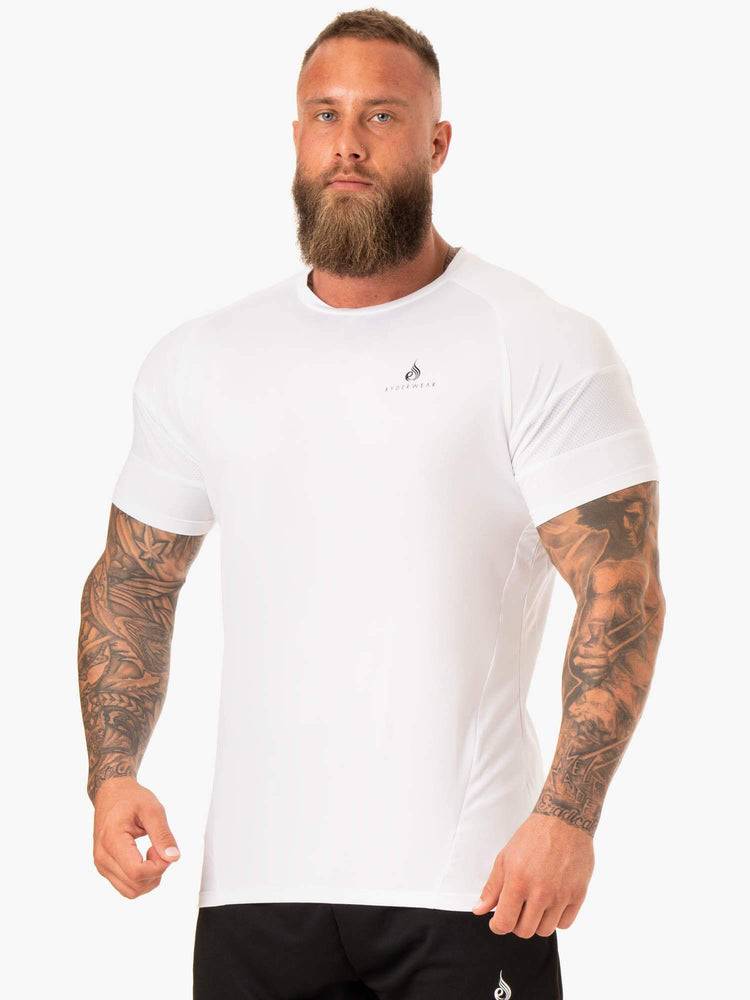 Ryderwear Men T Shirts Action Mesh Men\'s T Shirts White | CA2966QZ