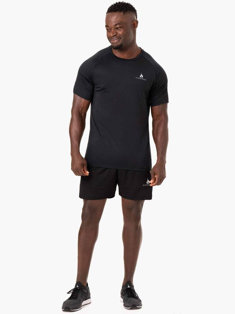 Ryderwear Men T Shirts Action Mesh Men's T Shirts Black | CA2967MA