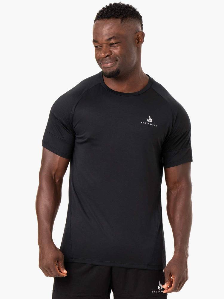 Ryderwear Men T Shirts Action Mesh Men\'s T Shirts Black | CA2967MA