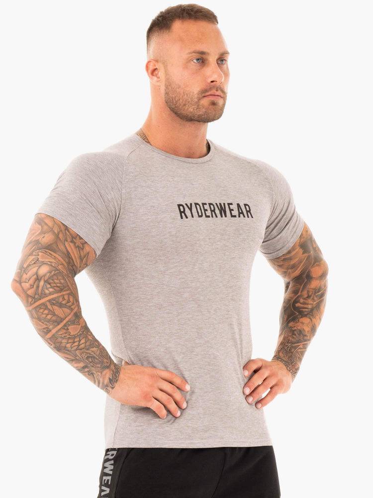 Ryderwear Men T Shirts Active Men's T Shirts Grey Marl | CA2959IS