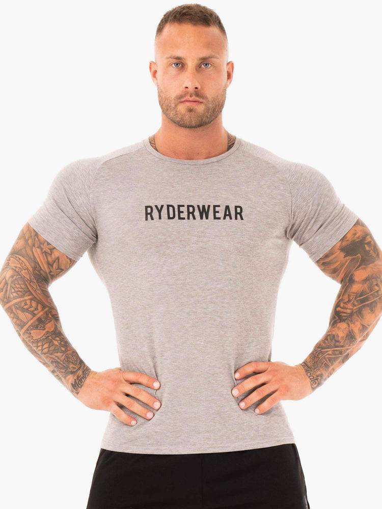 Ryderwear Men T Shirts Active Men\'s T Shirts Grey Marl | CA2959IS