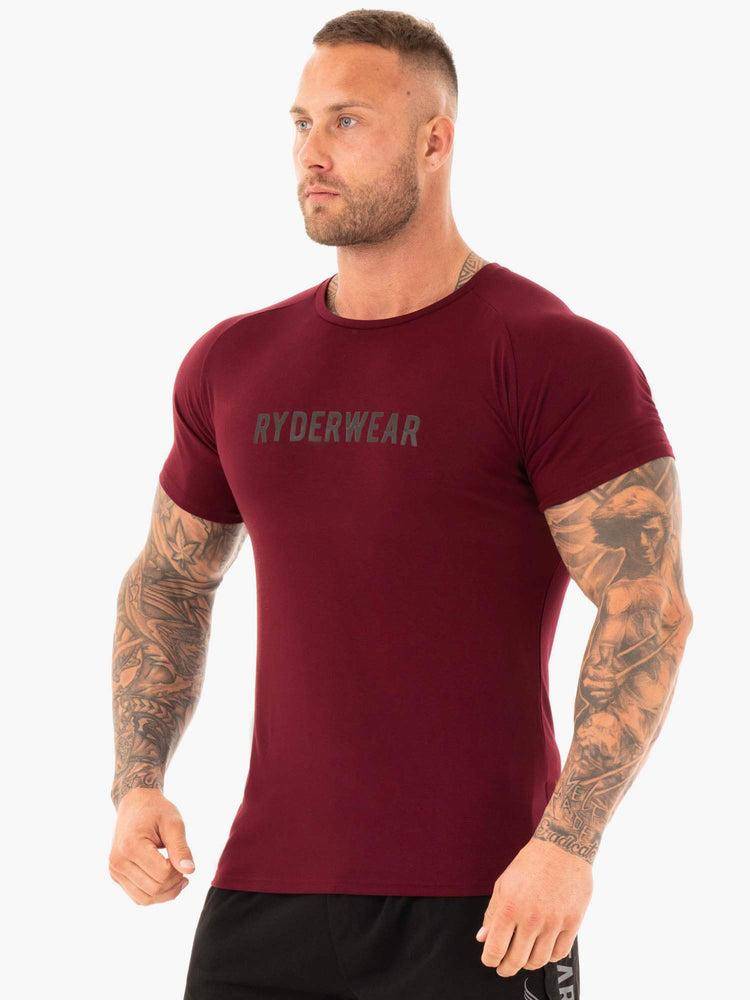 Ryderwear Men T Shirts Active Men's T Shirts Burgundy | CA2960UT