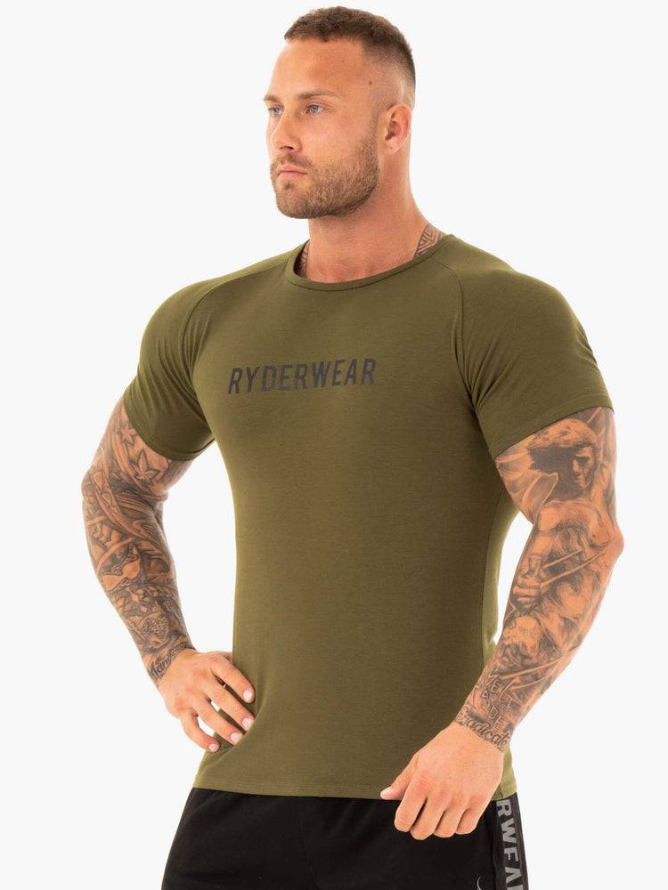 Ryderwear Men T Shirts Active Men's T Shirts Khaki | CA2961YU