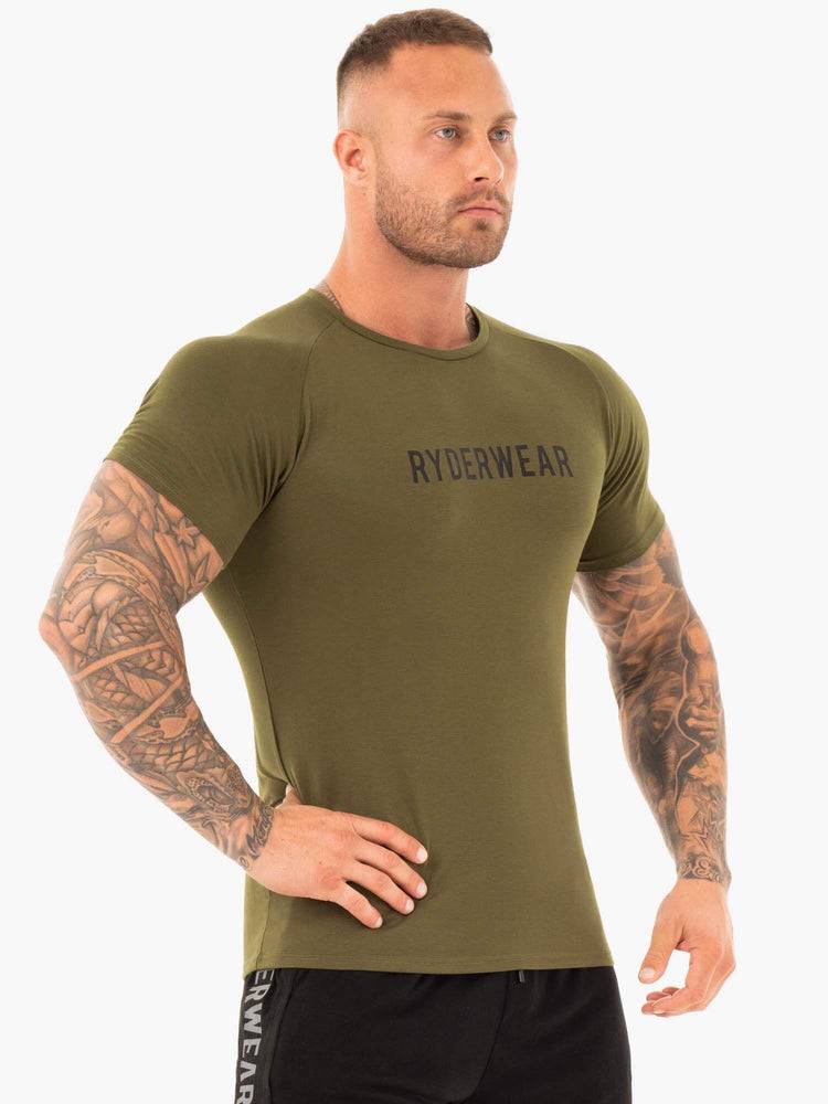 Ryderwear Men T Shirts Active Men's T Shirts Khaki | CA2961YU