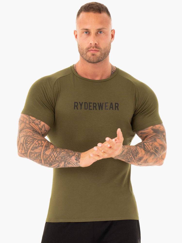 Ryderwear Men T Shirts Active Men\'s T Shirts Khaki | CA2961YU