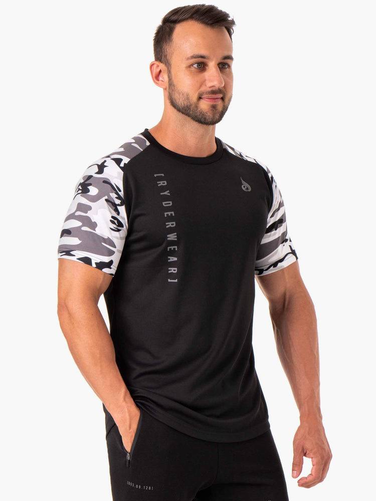 Ryderwear Men T Shirts Camo Tech Mesh Men's T Shirts Snow Camo | CA2942NB